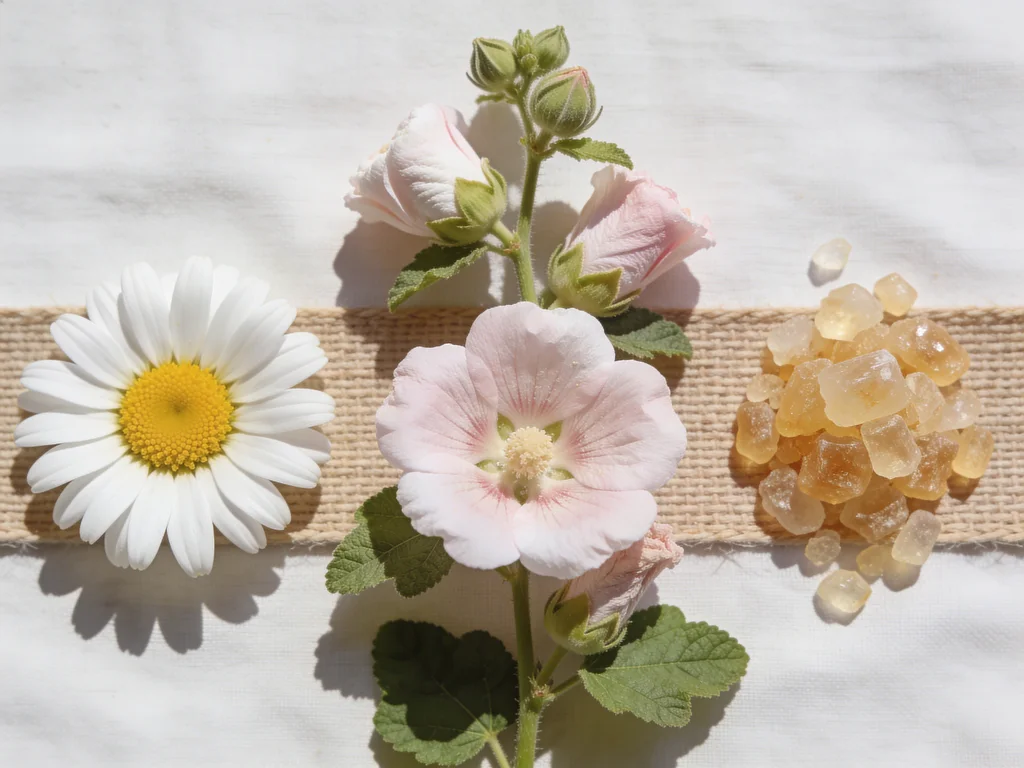 گیاهانِ ملایم برای مو: بابونه، ختمی و کتیرا؛ انتخابِ شویندهی ملایم